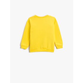 Koton 151 Erkek Bebek Sarı Baskılı Uzun Kollu Bisiklet Yaka Sweatshirt