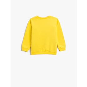 Koton 151 Erkek Bebek Sarı Baskılı Uzun Kollu Bisiklet Yaka Sweatshirt