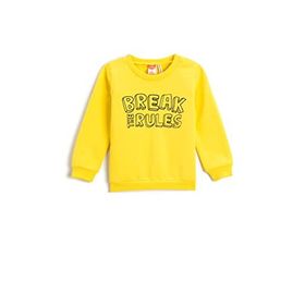Koton 151 Erkek Bebek Sarı Baskılı Uzun Kollu Bisiklet Yaka Sweatshirt