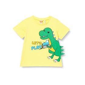 Koton 151 Erkek Bebek Sarı Dinozor Baskılı Uzun Kollu Bisiklet Yaka Aplike Detaylı T-shirt