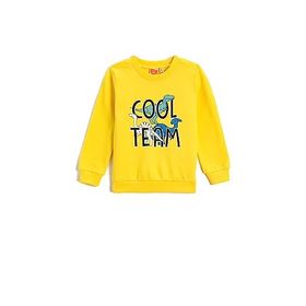 Koton 151 Erkek Bebek Sarı Dinozor Baskılı Uzun Kollu Bisiklet Yaka Sweatshirt