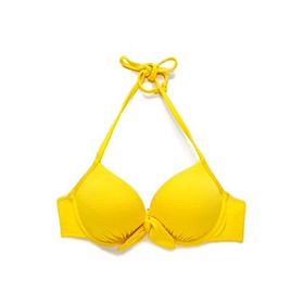Koton 170 Kadın Sarı Push Up Dokulu Boyundan Bağlamalı Fiyonk Detaylı Bikini Üstü