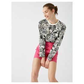 Koton 1KAF10388GK Beyaz %100 Pamuk Bisiklet Yaka Baskili Kadın Sweatshirt
