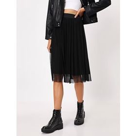 Koton 1KAK73219EK Gri Pileli Midi Etek