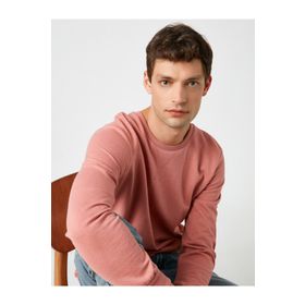 Koton 1KAL68195OK Pembe Bisiklet Yaka Uzun Kollu Basic Kadın Sweatshirt