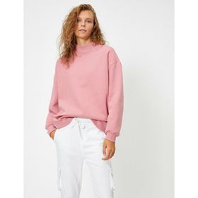 Koton 1KAL68195OK Pembe Bisiklet Yaka Uzun Kollu Basic Kadın Sweatshirt