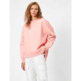 Koton 1KAL68195OK Pembe Bisiklet Yaka Uzun Kollu Basic Kadın Sweatshirt