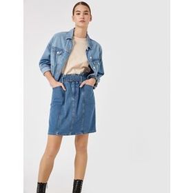 Koton 1KAL78007IW Kahverengi Fitilli Kadife Kemerli Mini Etek