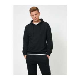 Koton 1KAM71732LK Siyah Uzun Kollu Kapşonlu Erkek Sweatshirt