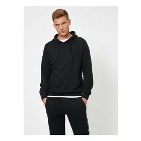 Koton 1KAM71732LK Siyah Uzun Kollu Kapşonlu Erkek Sweatshirt