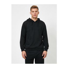 Koton 1KAM71732LK Siyah Uzun Kollu Kapşonlu Erkek Sweatshirt