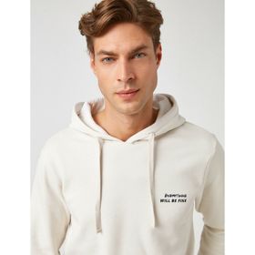 Koton 1KAM71813LK Gri Pamuklu Kapüşonlu Baskılı Uzun Kollu Erkek Sweatshirt