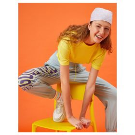 Koton 1YAL18103OK Sarı Baskılı Kadın T-shirt