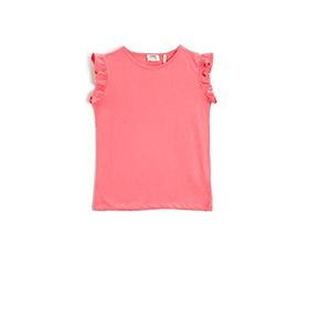 Koton 293 Kız Çocuk T-shirt Yuvarlak Yaka Kolsuz Fırfırlı Pembe