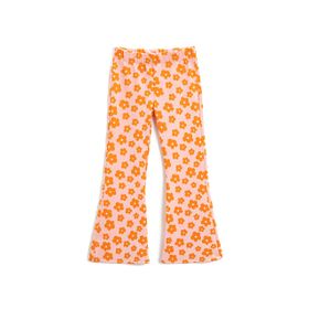 Koton 2D7 Kız Çocuk Pembe Desenli Geniş İspanyol Paça Çiçekli Beli Lastikli Pantolon