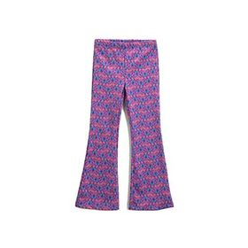 Koton 2D7 Kız Çocuk Pembe Desenli Kelebek Desenli İspanyol Paça Beli Lastikli Pantolon