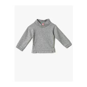 Koton 2KMB18545OK Dik Yaka Kendinden Desenli Sweatshirt
