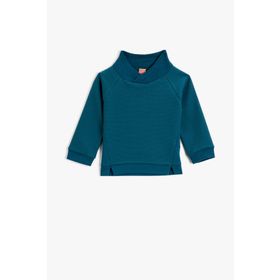 Koton 2KMB18545OK Dik Yaka Kendinden Desenli Sweatshirt