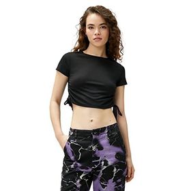 Koton 2SAK50218EK Siyah Bisiklet Yaka Kadın T-shirt