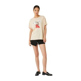 Koton 2SAK50336EK Bej Figür Baskılı Modal Karışımlı Kadın T-shirt
