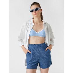 Koton 2SAK70009EK Beli Lastikli Mavi Kadın Şort