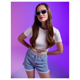 Koton 2SAL10738IK Crop Zincir Detaylı Bisiklet Yaka T-shirt