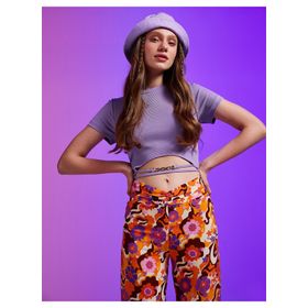 Koton 2SAL10738IK Crop Zincir Detaylı Bisiklet Yaka T-shirt