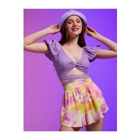 Koton 2SAL10824IK Crop Çapraz Detaylı V Yaka T-shirt