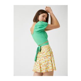 Koton 2SAL10824IK Crop Çapraz Detaylı V Yaka T-shirt