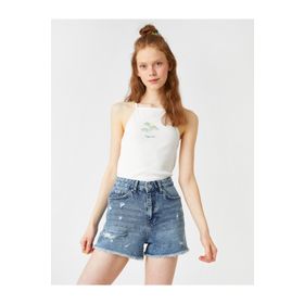 Koton 2SAL30046IK Halter Yaka Çiçek Baskılı Atlet