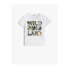 Koton 2SKB10053TK Bisiklet Yaka Normal Kalıp Baskılı Erkek Çocuk T-Shirt