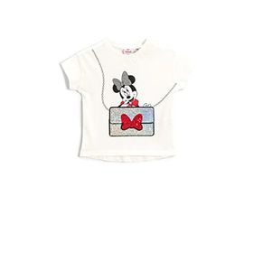 Koton 2SKG10045AK Minnie Mouse Lisanslı Baskılı Pullu Payetli Kız Çocuk Tişört