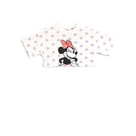 Koton 2SKG10219AK Puantiyeli Minnie Mouse Lisanslı Baskılı Kısa Kollu Pamuklu Kız Çocuk Tişört