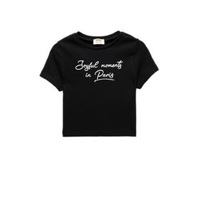 Koton 2SKG10398AK Crop Baskılı Kısa Kollu Bisiklet Yaka Pamuklu Turuncu Kadın T-shirt