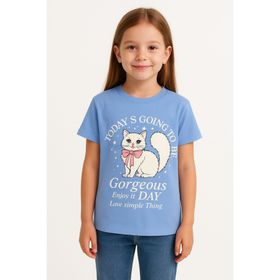 Koton 2SKG10443AK Kedi Baskılı Kız Çocuk T-shirt