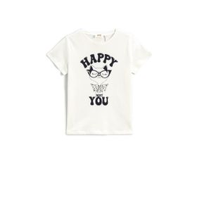 Koton 2SKG10443AK Kedi Baskılı Kız Çocuk T-shirt