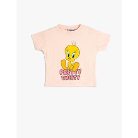 Koton 2SKG10519AK Tweety Baskılı Lisanslı Kısa Kollu Pamuklu T-shirt