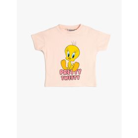 Koton 2SKG10519AK Tweety Baskılı Lisanslı Kısa Kollu Pamuklu T-shirt