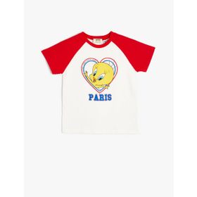 Koton 2SKG10519AK Tweety Baskılı Lisanslı Kısa Kollu Pamuklu T-shirt