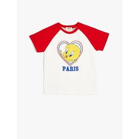 Koton 2SKG10519AK Tweety Baskılı Lisanslı Kısa Kollu Pamuklu T-shirt