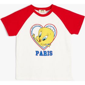 Koton 2SKG10519AK Tweety Baskılı Lisanslı Kısa Kollu Pamuklu T-shirt