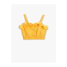 Koton 2SKG60006AW Sarı Kız Çocuk Askılı Crop Pamuklu Bluz
