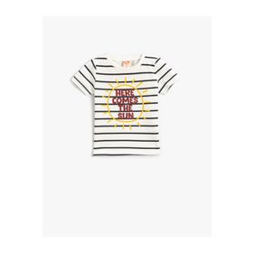 Koton 2SMB10022TK Bisiklet Yaka Normal Kalıp Çizgili Çok Renkli Bebek T-Shirt