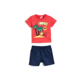 Koton 2SMB10045TK Yaz Temalı Baskılı Erkek Bebek Şort T-shirt Takım