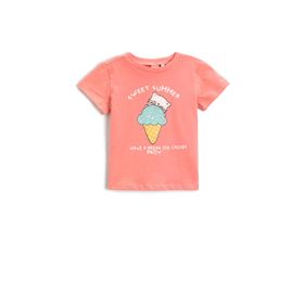 Koton 2SMG10161AK Pembe Dondurma Baskılı Kız Bebek T-shirt