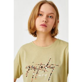 Koton 2YAK13518EK Kadın Nane Yeşili T-Shirt