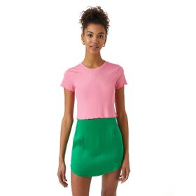 Koton 2YAK13753EK Pembe Kadın Bisiklet Yaka Kısa Kollu T-shirt