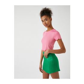 Koton 2YAK13753EK Pembe Kadın Bisiklet Yaka Kısa Kollu T-shirt