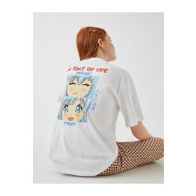 Koton 2yal18991ık Koyu Beyaz Kadın T-shirt