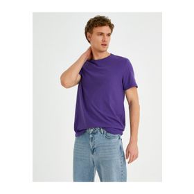 Koton 2YAM12141LK Açık İndigo Erkek Slim Fit Basic Tişört